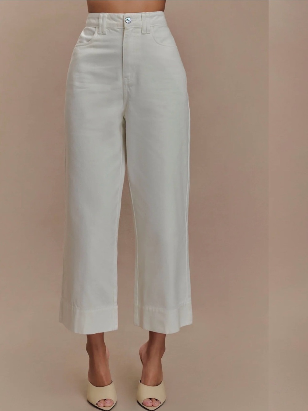 Meshki High Rise Wide Leg Jeans in Cream